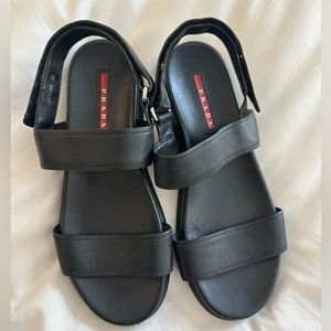 Prada Leather Sandals, Size 8
